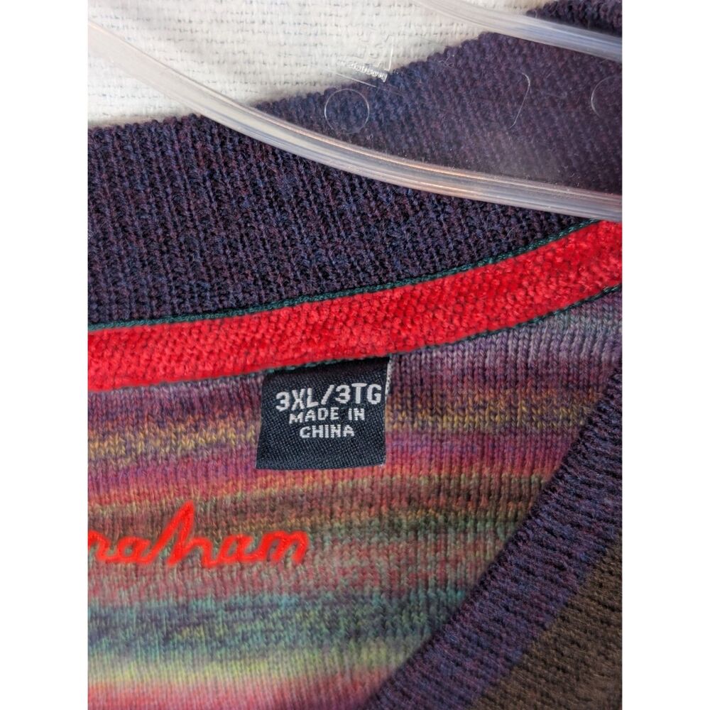 Robert Graham Wool V-Neck Sweater Brown Men's Size 3XL/XXXL - Picture 7 of 16